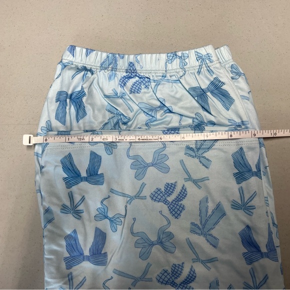 NWOT blue pajama set with ribbons, about knee length shorts size XL - Picture 3 of 7